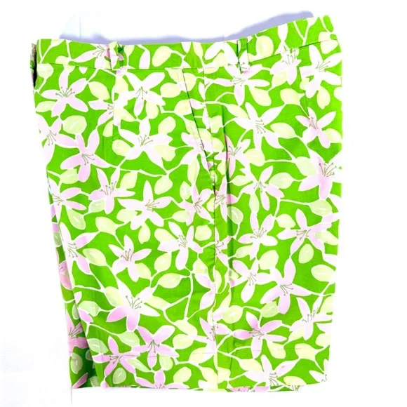 Lilly Pulitzer Pink & Green Lily Print Shorts Size 10 - Picture 5 of 10